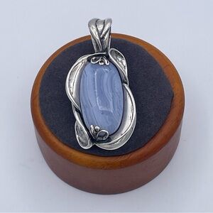 Carolyn Pollack Relios Blue Lace Agate Pendant 925 Sterling Silver Southwestern